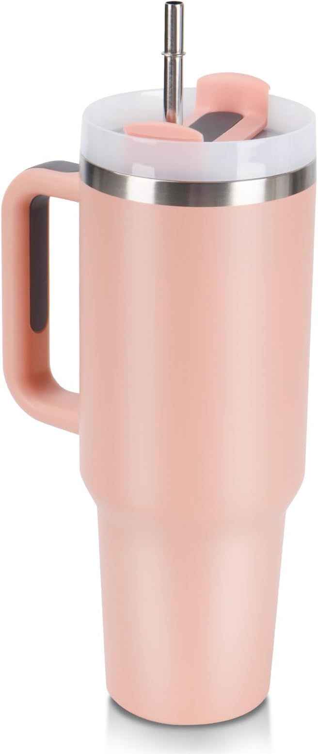 40oz Insulated Tumbler with Handle – Double Wall Stainless Steel Travel Cup