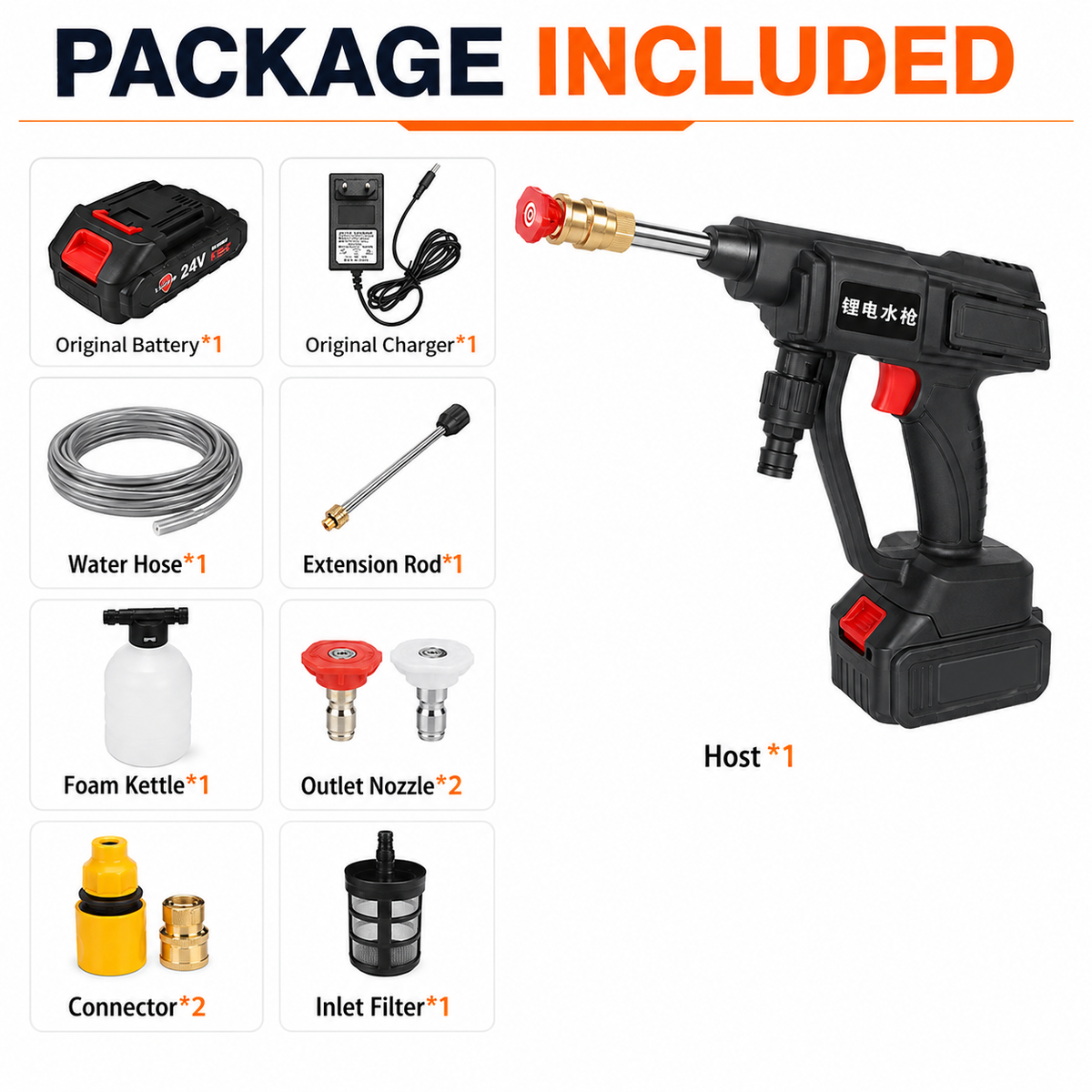 Cordless Car Pressure Washer with Foam Cannon | Portable 24V Power Washer UAE