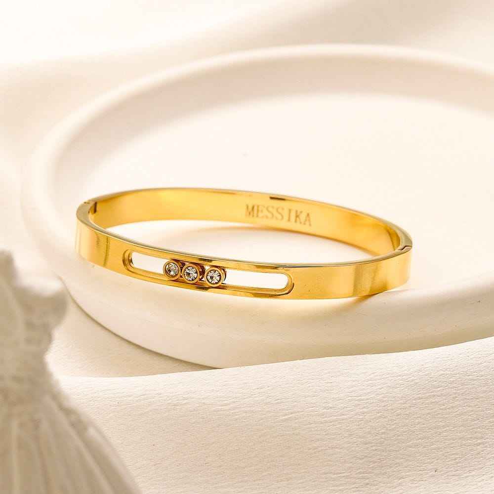 Gold Sliding Diamond Bangle Bracelet