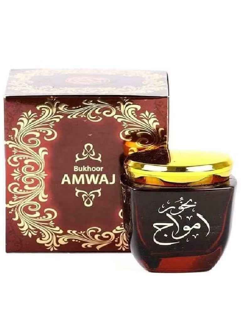 Bukhoor Amwaj | Premium Arabic Incense | Amber Jar & Ornate Gift Box | بخور أمواج الفاخر