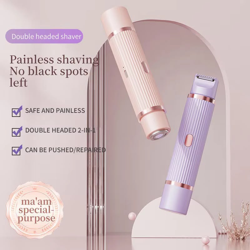 2-in-1 Dual-Head Electric Body Shaver for Face & Body - Pink