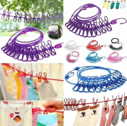 Cloth Drying Rope with Hooks – Retractable Laundry Line