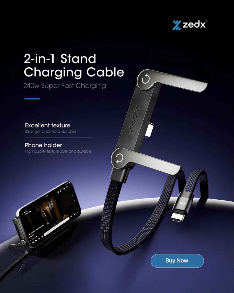 2-in-1 Stand Charging Cable – 240W Fast Charge with Foldable Stand