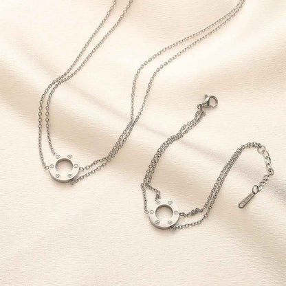 Love Screw Circle Jewellery Set – Necklace & Bracelet | طقم مجوهرات حلقة سكرو اللوف
