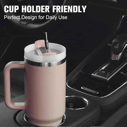 40oz Insulated Tumbler with Handle – Double Wall Stainless Steel Travel Cup
