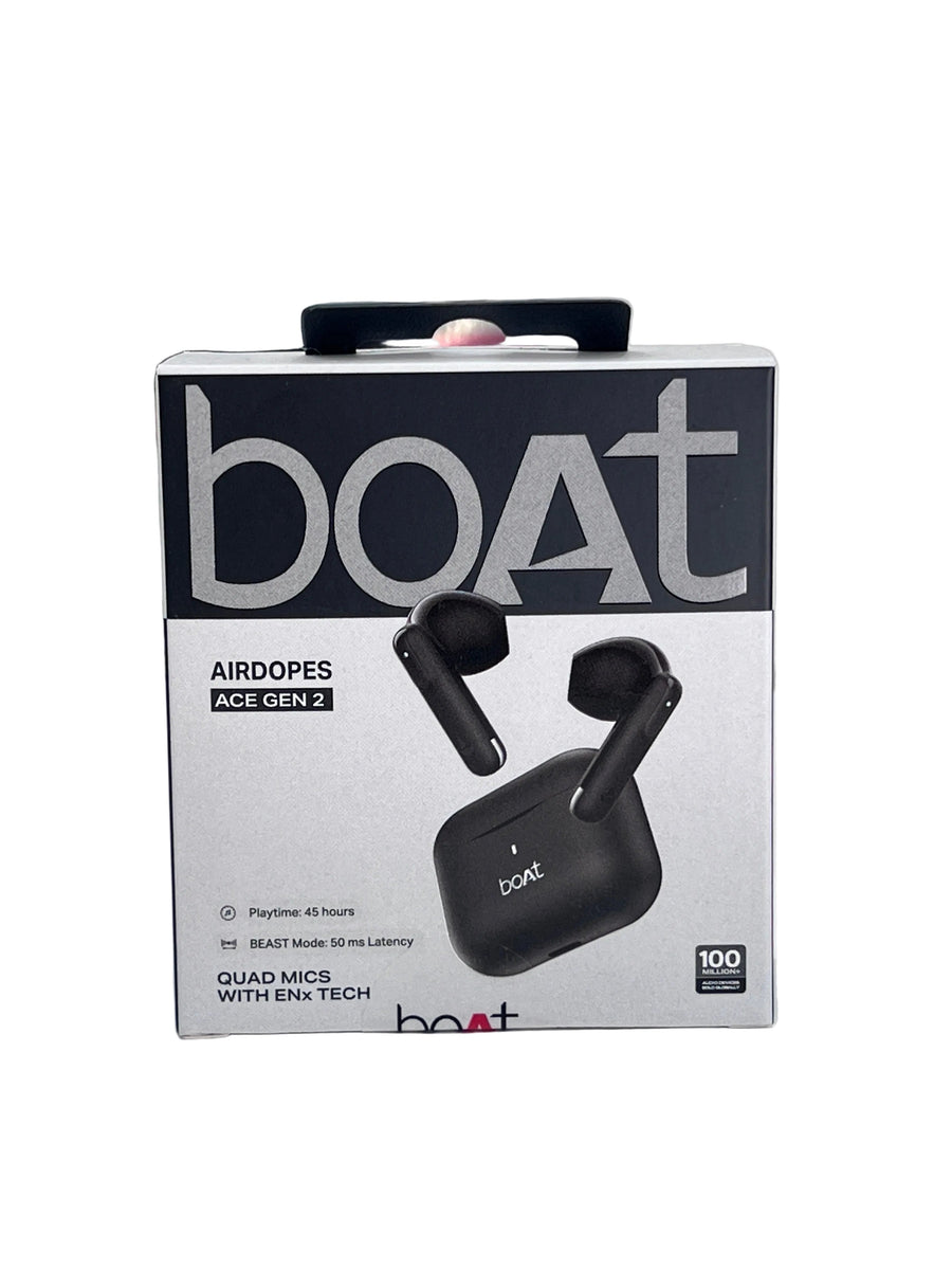 Airdopes Ace Gen 2, 13mm Drivers,ENx,45H Battery,
ASAP Charge TWS Earbuds Shadow Black