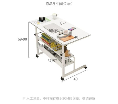 Movable Laptop Desk Wooden Height-adjustable Computer Desk Simple Storage Computer Table with Wheel