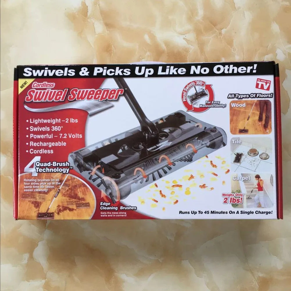 Rechargeable Foldable Hand-Push Electric Sweeper | مكنسة كهربائية يدوية قابلة للطي والشحن