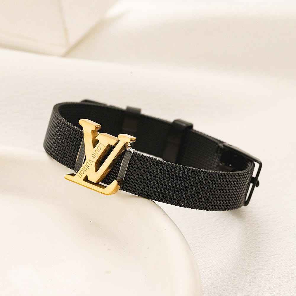 Silver Mesh Strap Bangle Bracelet with Designer Buckle