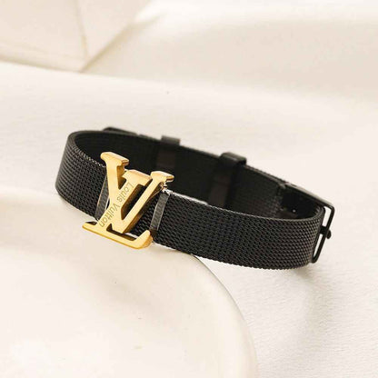 Silver Mesh Strap Bangle Bracelet with Designer Buckle