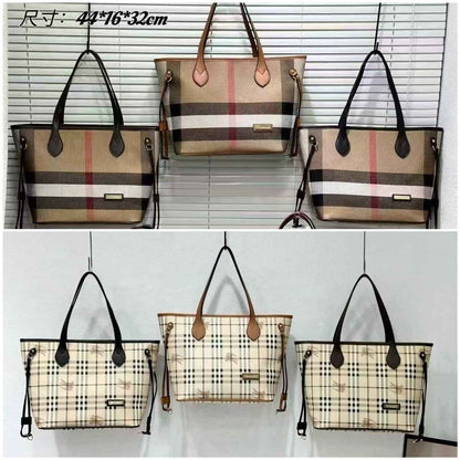 Burberry Inspired Tote Shopper Bag | Classic Check Design | 46×16×29cm