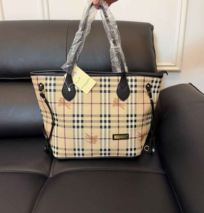Burberry Inspired Tote Shopper Bag | Classic Check Design | 46×16×29cm
