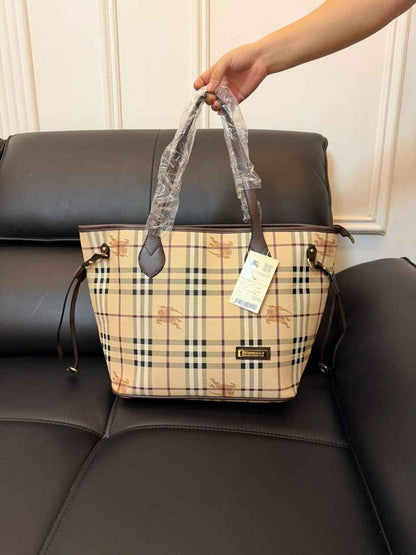 Burberry Inspired Tote Shopper Bag | Classic Check Design | 46×16×29cm