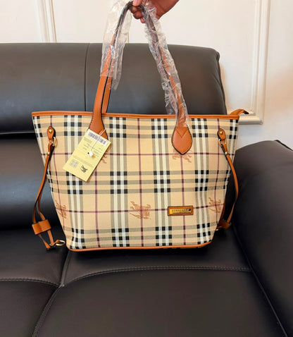 Burberry Inspired Tote Shopper Bag | Classic Check Design | 46×16×29cm