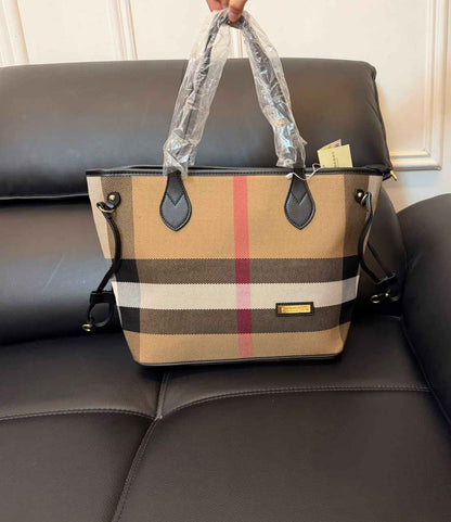 Burberry Inspired Tote Shopper Bag | Classic Check Design | 46×16×29cm
