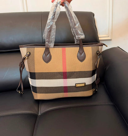 Burberry Inspired Tote Shopper Bag | Classic Check Design | 46×16×29cm