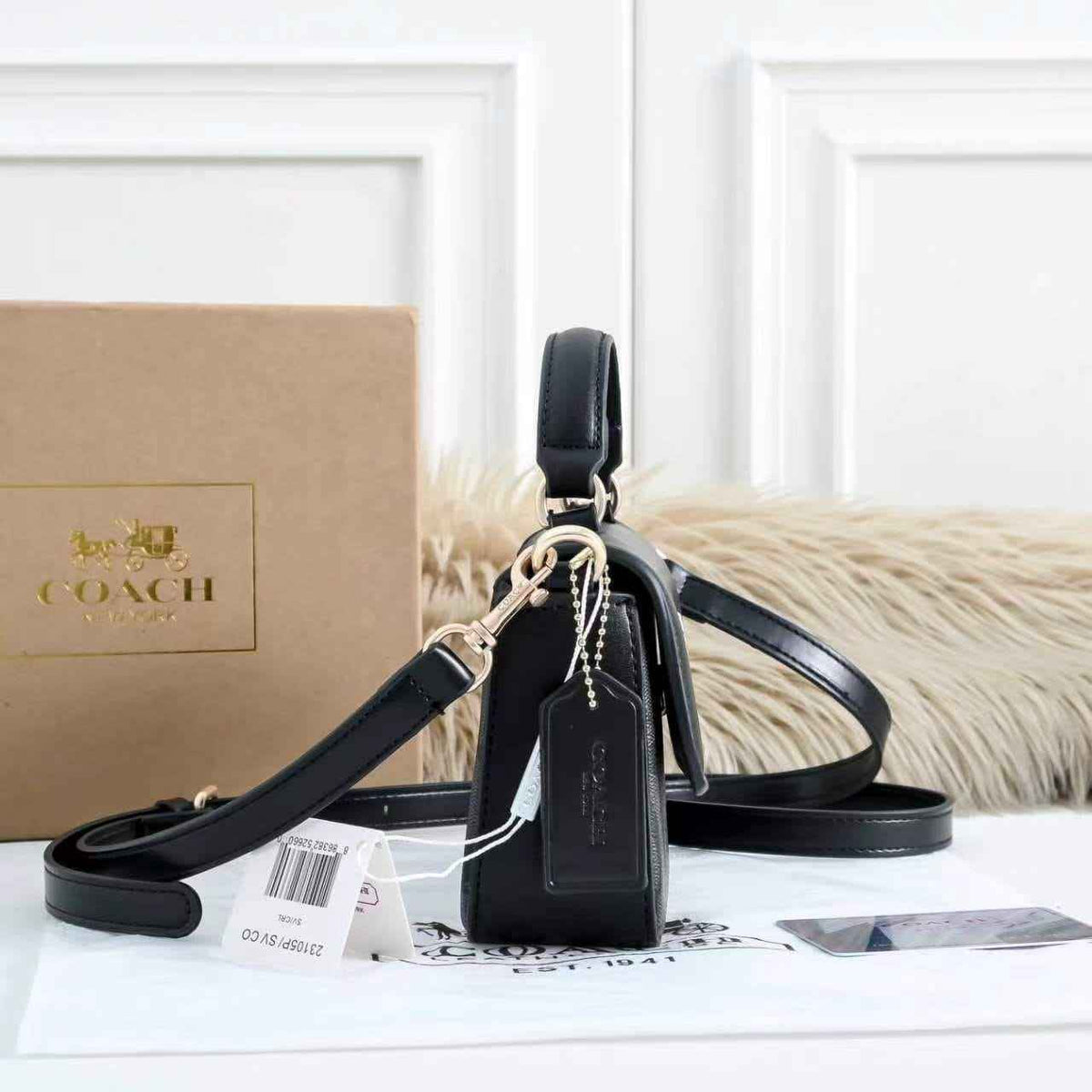 Coach 412 Structured Handbag | Classic Mini Bag with Box | 19×5×6cm
