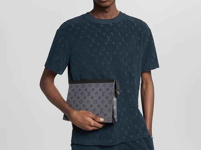 Monogram Canvas Men's Clutch Pouch | Luxury Designer-Style Zip Pouch with Gift Box | حقيبة كلاتش رجالي مونوغرام