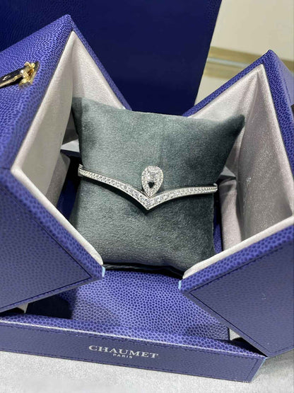 V-Shape Zircon Cuff Bangle | Teardrop Pave Stone Bracelet for Women