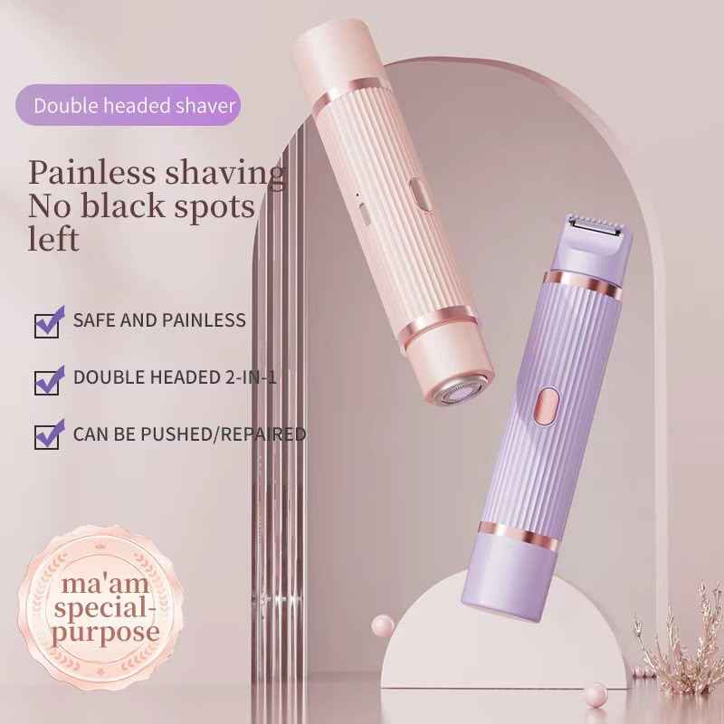 2-in-1 Dual-Head Electric Body Shaver for Face & Body - Pink