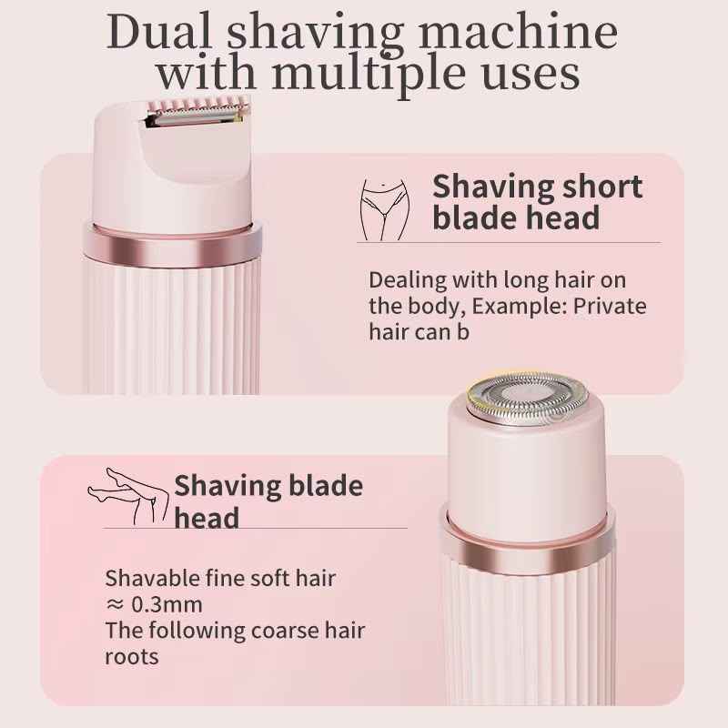 2-in-1 Dual-Head Electric Body Shaver for Face & Body - Pink