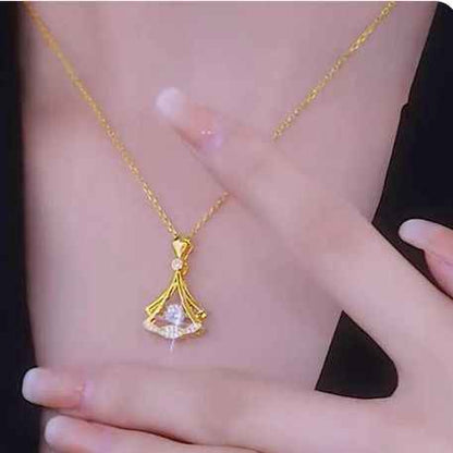 Gold plated fan necklace