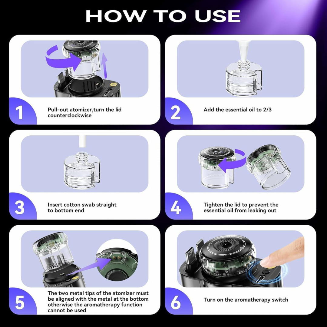 5-in-1 Starlight Car Charger with USB-C Fast Charging & Air Freshener