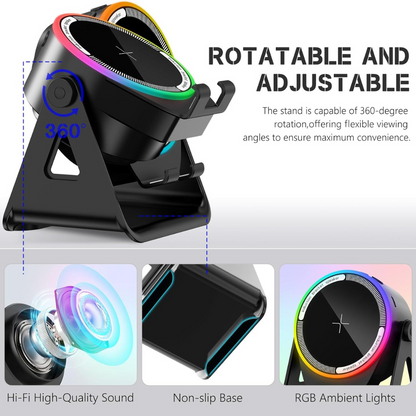 4-in-1 Wireless Speaker With Phone Stand & RGB Lights