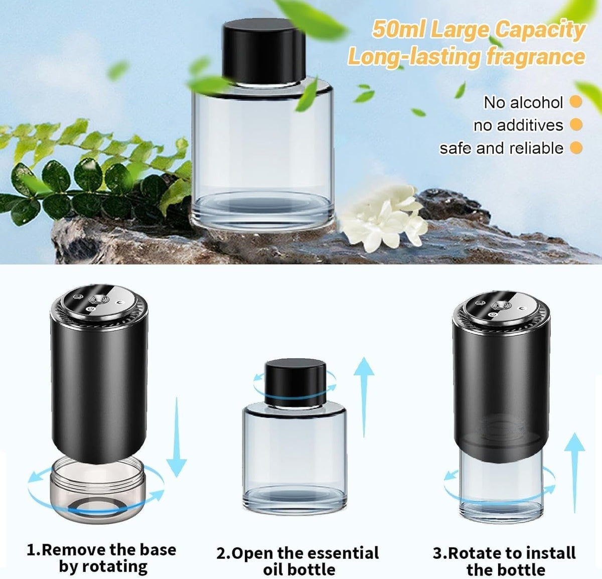 Starry Sky Car Aroma Diffuser with LED Projection Light