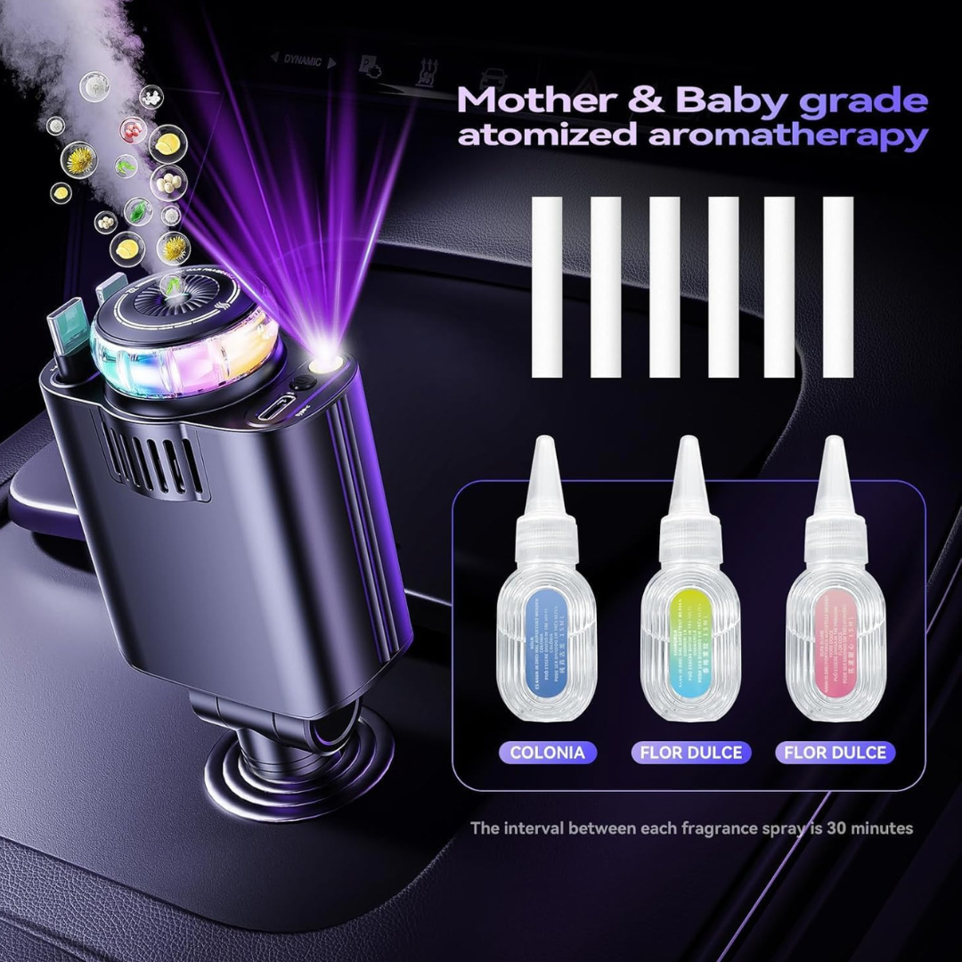 5-in-1 Starlight Car Charger with USB-C Fast Charging & Air Freshener