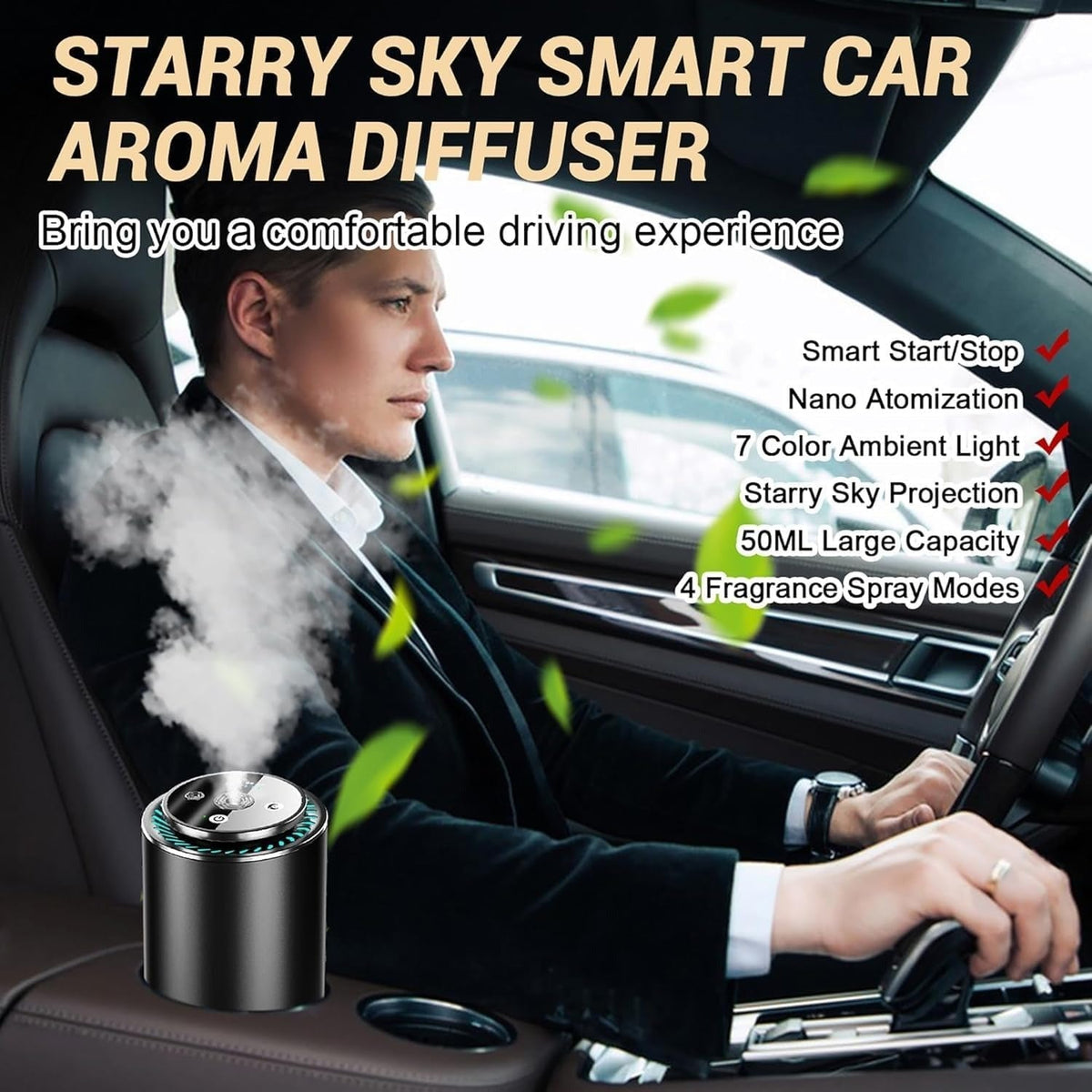Starry Sky Car Aroma Diffuser with LED Projection Light