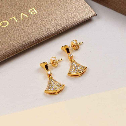 Crystal Fan Drop Earrings - Pave Crystal | أقراط مروحية بالكريستال