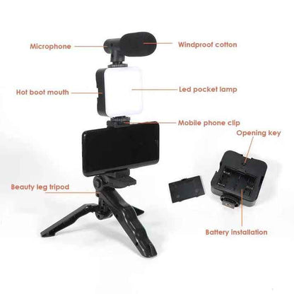 Smartphone & Camera Vlogging Studio Kit – Cold Shoe Mount, Multi-Angle Rig
