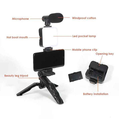 Smartphone & Camera Vlogging Studio Kit – Cold Shoe Mount, Multi-Angle Rig